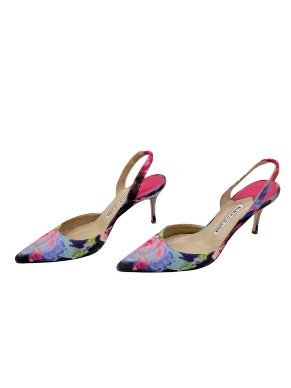Manolo Blahnik Carolyne Floral Textile Mid-Heel Slingback Pumps - Size 39/ 9 - Picture 9 of 9